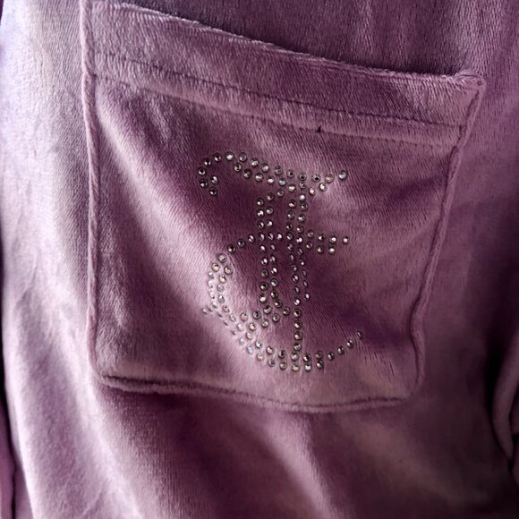 Juicy Couture TOP ONLY Lilac Purple Velour Sleepwear XL Short-Sleeve Button Down - Picture 3 of 9